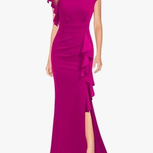 Chic Asymmetrical Fuchsia Dress